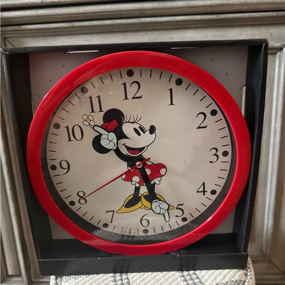 Disney Minnie Mouse Red and Yellow Wall Clock